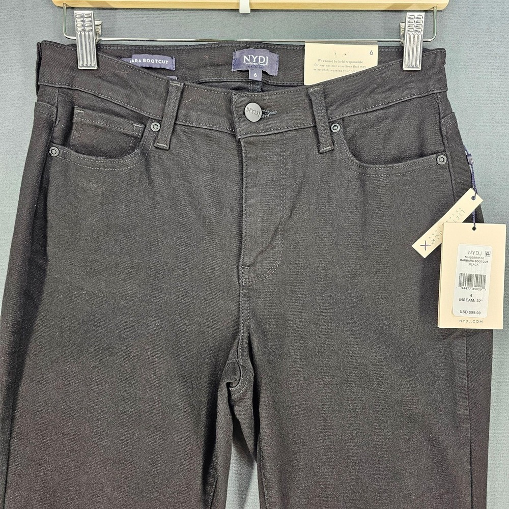 NYDJ Barbara Bootcut Jeans Womens 6 Black Mid Rise Stretch Denim Lift Tuck NEW - Picture 2 of 15